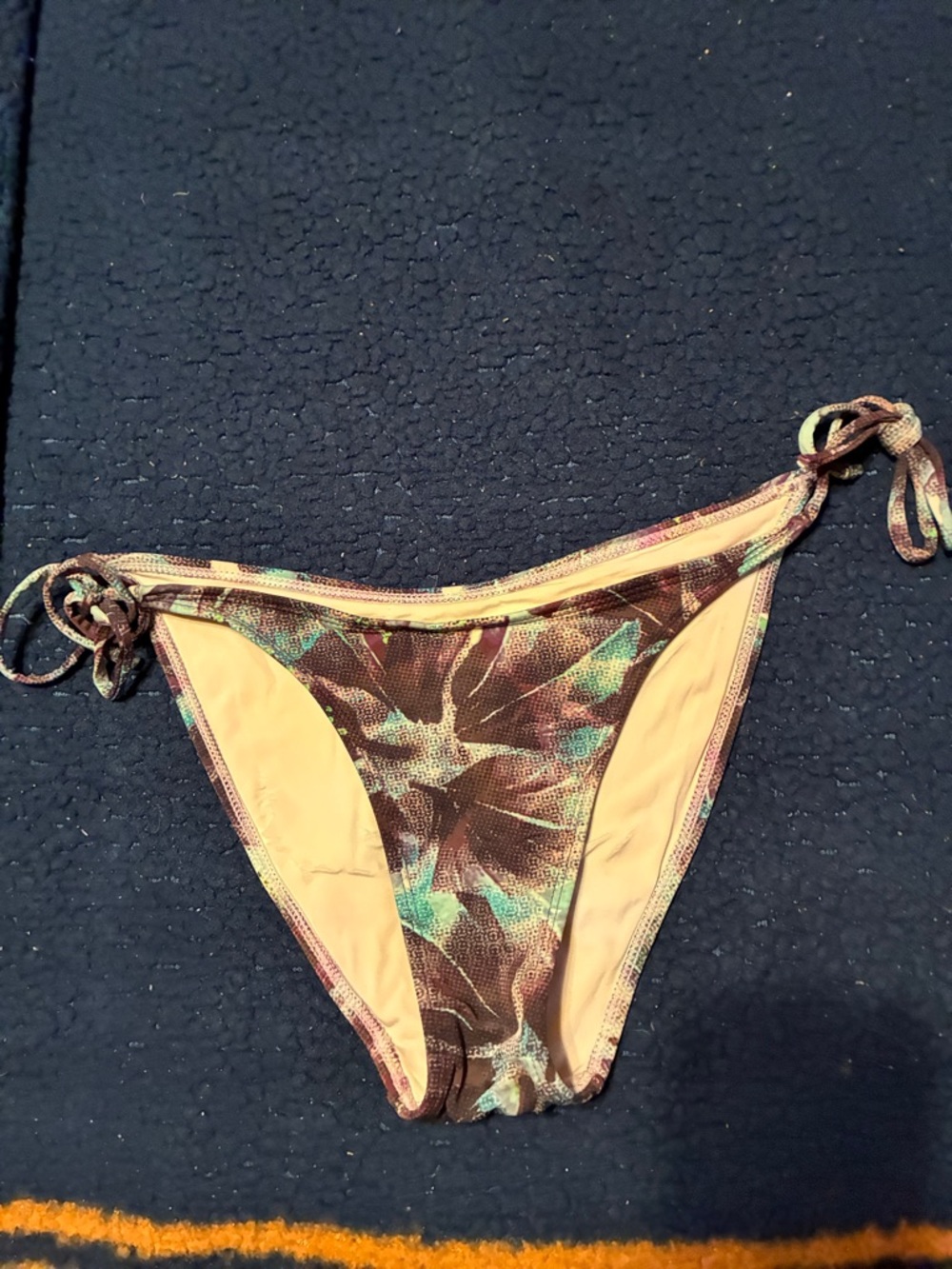 Osklen Swimwear Bottoms only with Tropical Trim - Brown & Teal Accents